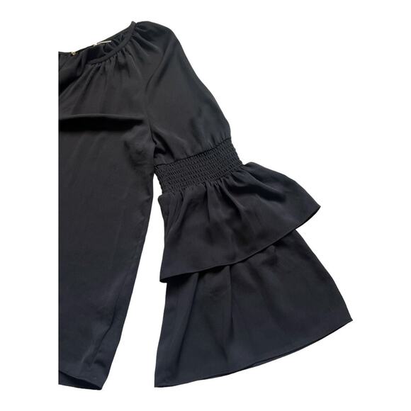 Ramy Brook Blouse Womens Med Lali Black Dramatic Bell Sleeve V-Neck Whimsigoth - Picture 11 of 12